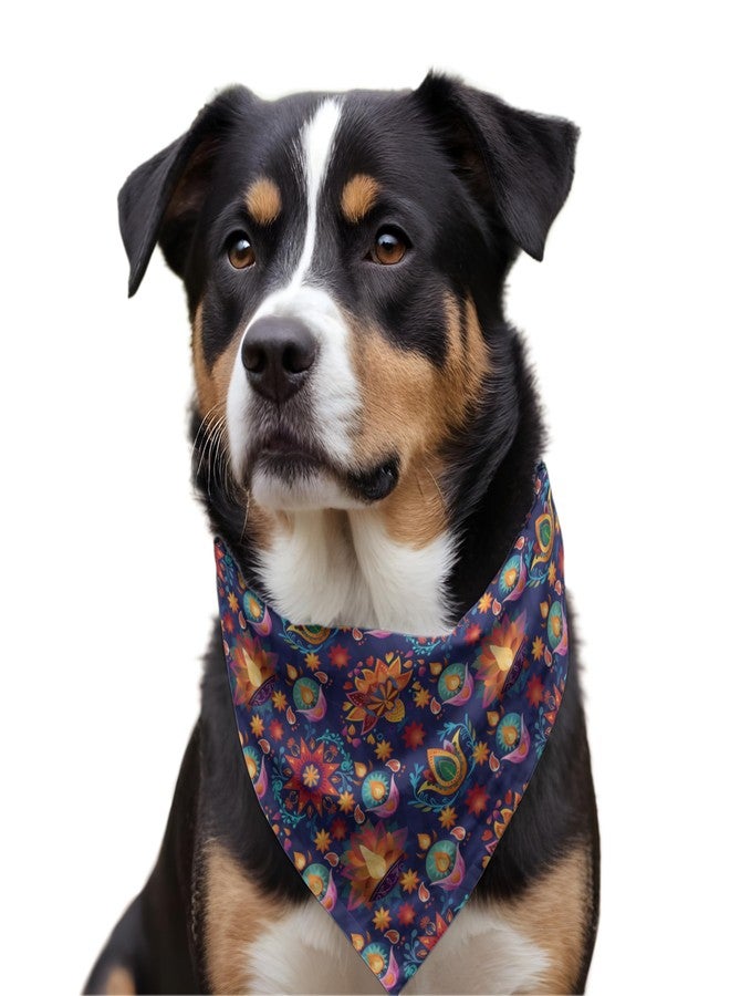 W Diwali Special Dog Bandana - Ultra Premium Satin Pet Scarf Available in Slip-On Collar Style & Cotton Tie-On Bandana Option for Medium & Large Dogs (Medium & Large, Diwali Tie-On Triangle) - Image 4
